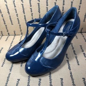 Giani Bernini Womens Vineza Leather Cap Toe Mary Jane Pumps Size 8M Blue